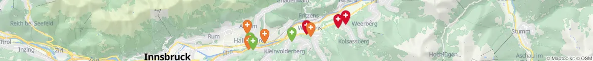 Kartenansicht für Apotheken-Notdienste in der Nähe von Volders (Innsbruck  (Land), Tirol)